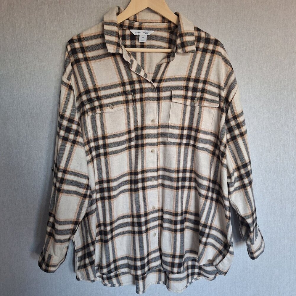 💙 Old Navy Soft Plaid Cotton Flannel Button Down Size 2X Western Fall Country C - Picture 5 of 7